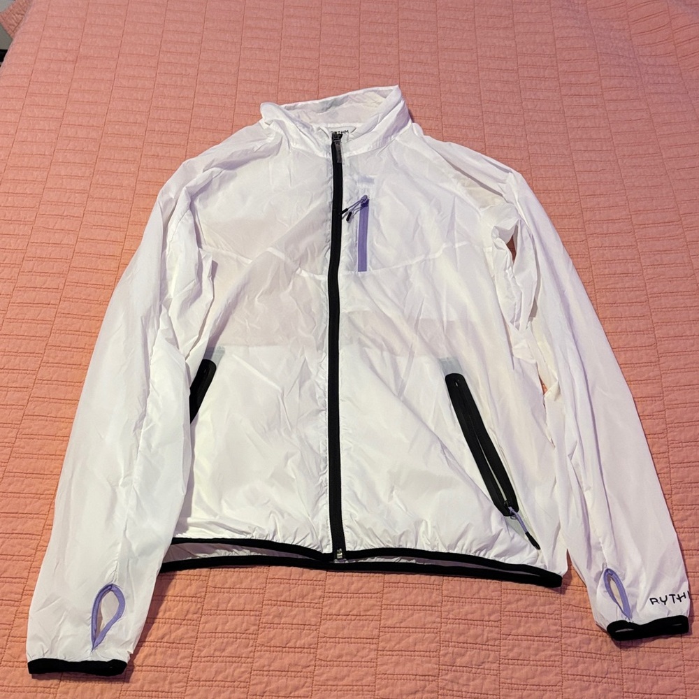 Rythm. White Utility Windbreaker Jacket with Black Trim